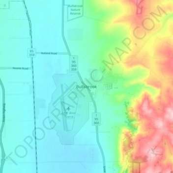 Topografische Karte Bullsbrook, Höhe, Relief
