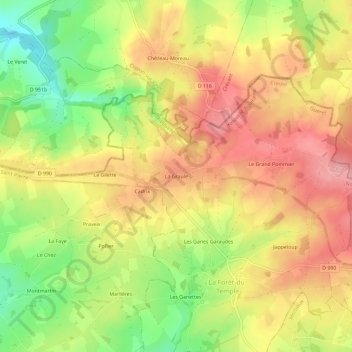 Topografische Karte La Graule, Höhe, Relief