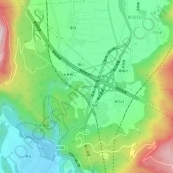 Topografische Karte 高仕村, Höhe, Relief