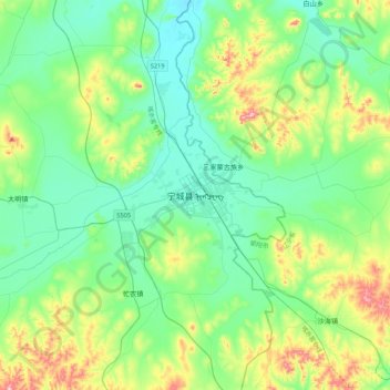 Topografische Karte 宁城县, Höhe, Relief