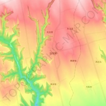 Topografische Karte 注泔镇, Höhe, Relief
