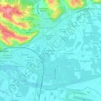 Topografische Karte Borde Rouge, Höhe, Relief