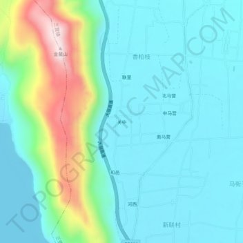 Topografische Karte 关中, Höhe, Relief