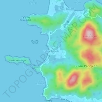 Topografische Karte Teluk Nipah, Höhe, Relief