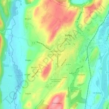 Topografische Karte Croix de Tournod, Höhe, Relief