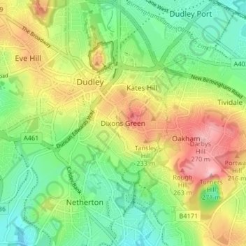 Topografische Karte Dixons Green, Höhe, Relief