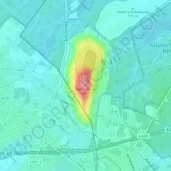 Topografische Karte Halde Haniel, Höhe, Relief