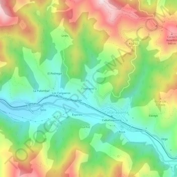 Topografische Karte Serrapio, Höhe, Relief