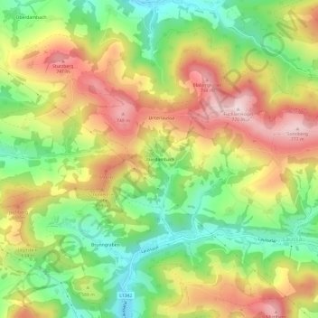 Topografische Karte Oberdambach, Höhe, Relief