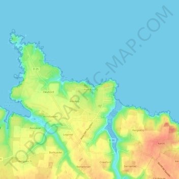 Topografische Karte Port Puce, Höhe, Relief