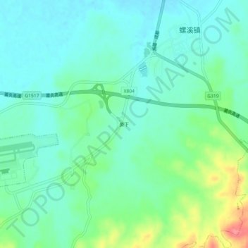 Topografische Karte 晏下, Höhe, Relief