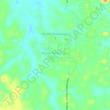 Topografische Karte FELDA Tembangau 1, Höhe, Relief