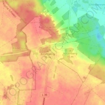Topografische Karte Wulkow, Höhe, Relief