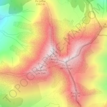 Topografische Karte Pic du Canigou, Höhe, Relief