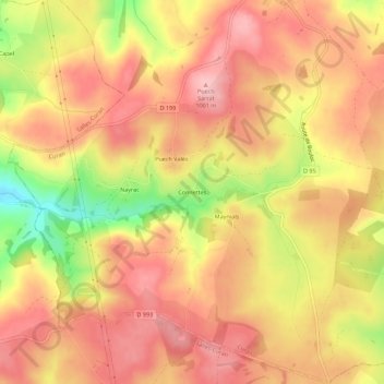 Topografische Karte Connettes, Höhe, Relief