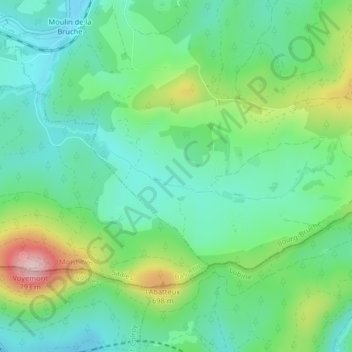 Topografische Karte Le Hang, Höhe, Relief