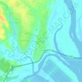 Topografische Karte Corrales, Höhe, Relief
