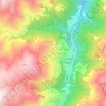 Topografische Karte Dumanlı, Höhe, Relief