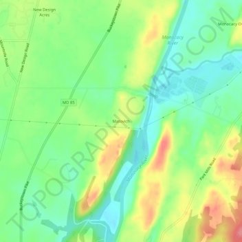 Topografische Karte Matovich, Höhe, Relief