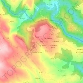 Topografische Karte Lousada, Höhe, Relief