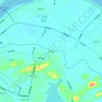 Topografische Karte 上洞村, Höhe, Relief