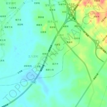 Topografische Karte 团风县, Höhe, Relief