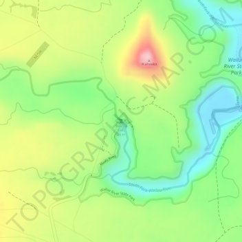 Topografische Karte Wailua Falls, Höhe, Relief
