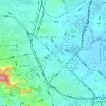 Topografische Karte 刘家桥, Höhe, Relief