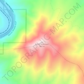 Topografische Karte Baldy Mountain, Höhe, Relief