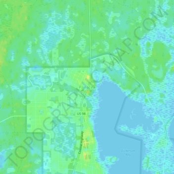 Topografische Karte Panacea, Höhe, Relief