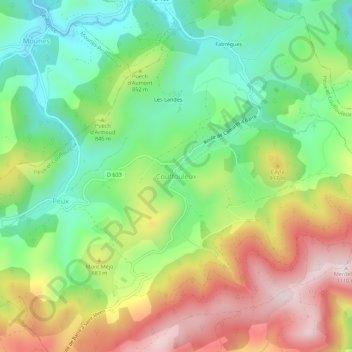 Topografische Karte Couffouleux, Höhe, Relief