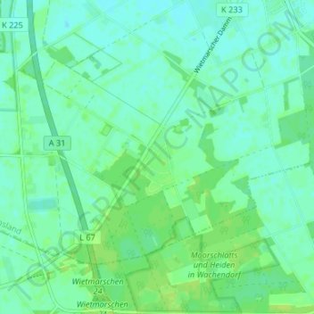 Topografische Karte Großer Sand, Höhe, Relief