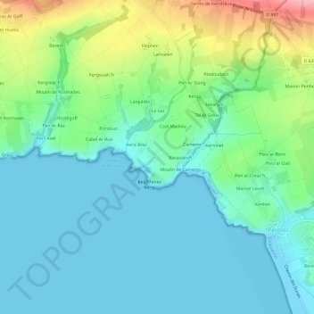 Topografische Karte Keric Bian, Höhe, Relief