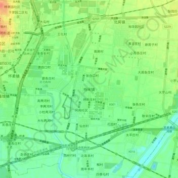 Topografische Karte 杨宋镇, Höhe, Relief