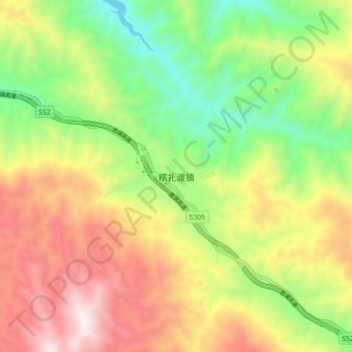 Topografische Karte 糯扎渡镇, Höhe, Relief