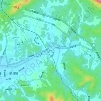 Topografische Karte 沙苑, Höhe, Relief