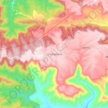 Topografische Karte Chikhaldara, Höhe, Relief