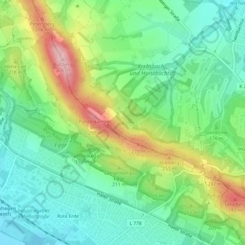 Topografische Karte Hasbrink, Höhe, Relief