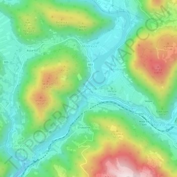 Topografische Karte Most na Soči, Höhe, Relief