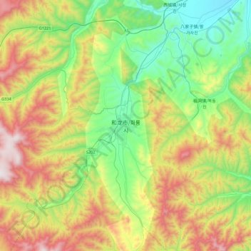 Topografische Karte Helong, Höhe, Relief