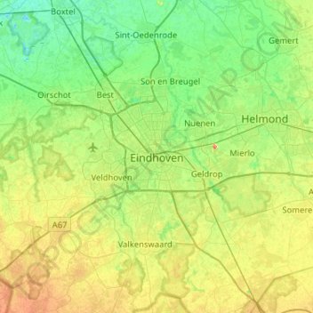 Topografische Karte Eindhoven, Höhe, Relief