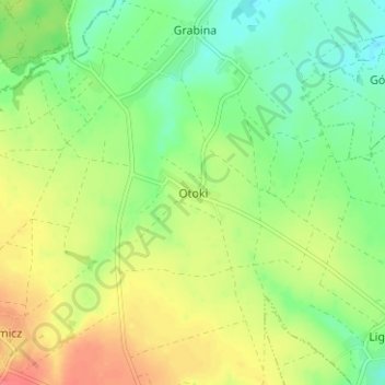 Topografische Karte Ottok, Höhe, Relief