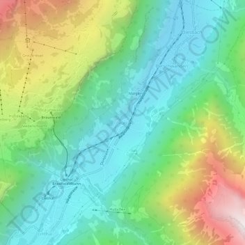 Topografische Karte Rüti, Höhe, Relief