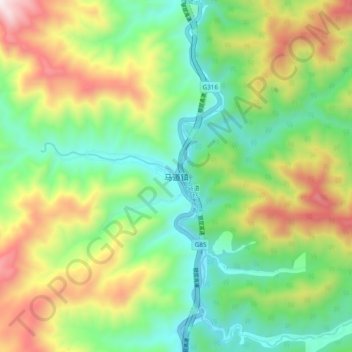 Topografische Karte 马道镇, Höhe, Relief