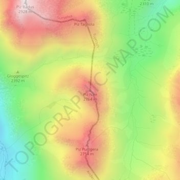 Topografische Karte Piz Nair, Höhe, Relief