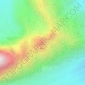 Topografische Karte Mount K2, Höhe, Relief