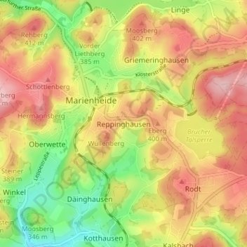 Topografische Karte Reppinghausen, Höhe, Relief