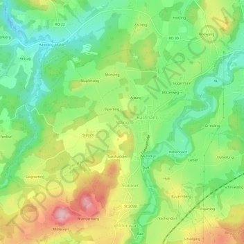 Topografische Karte Atzing, Höhe, Relief