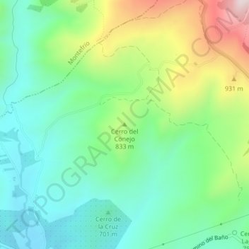 Topografische Karte Cerro del Conejo, Höhe, Relief