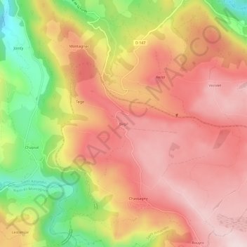 Topografische Karte Bagil, Höhe, Relief
